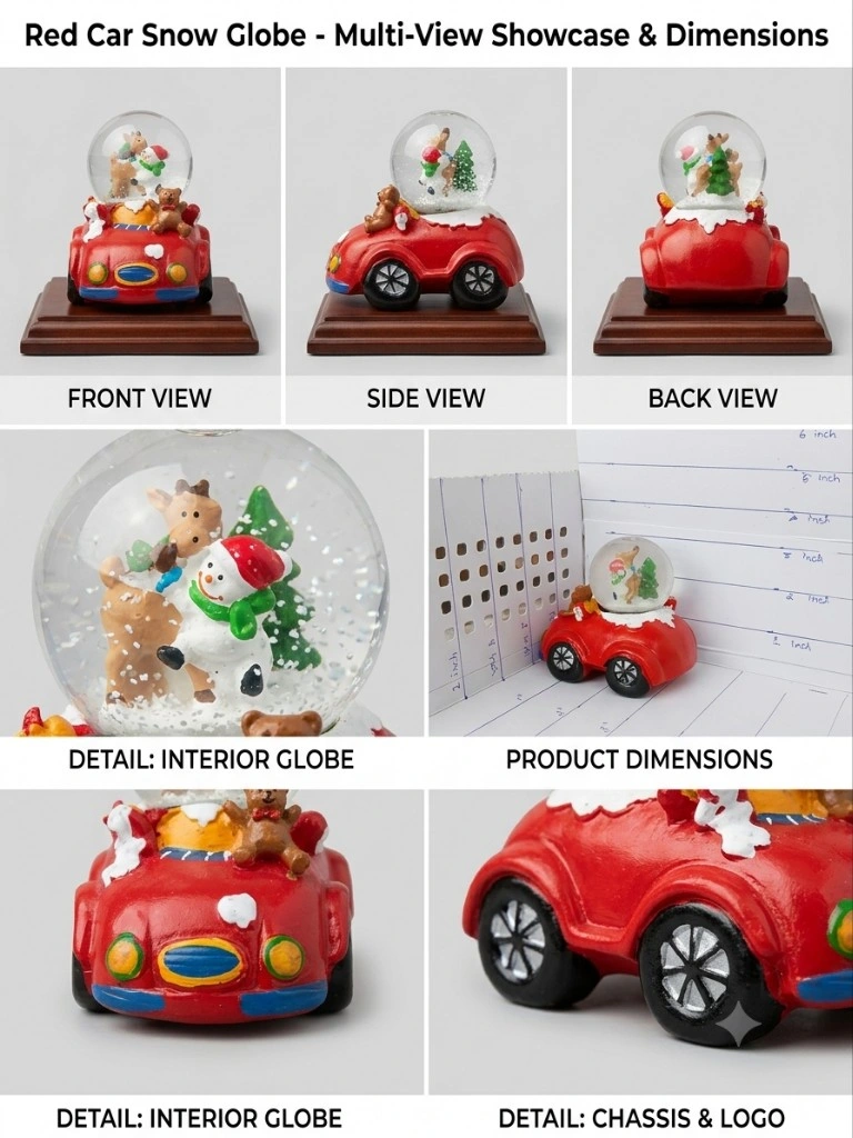 Red Car Christmas Snow Globe Ornament