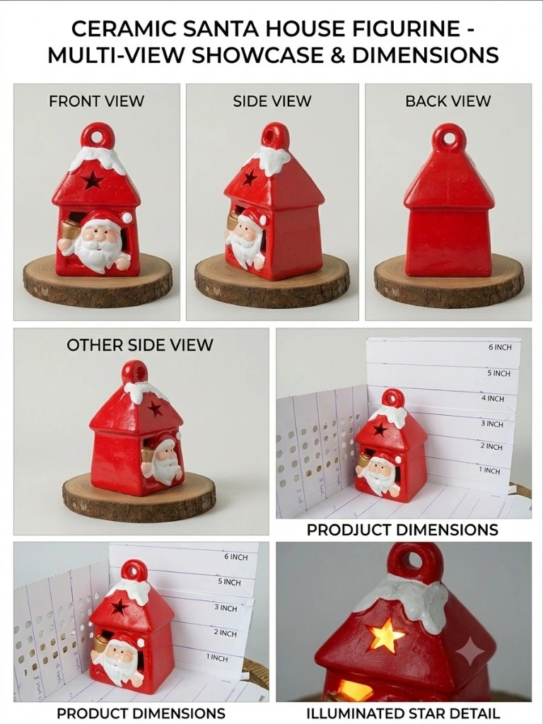 Ceramic Santa Bell Ornament