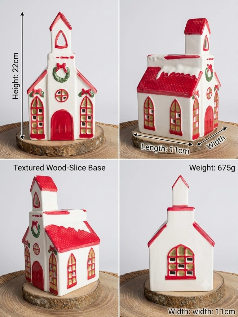 Ceramic Christmas Church Decoration