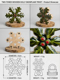 Wooden Holly Snowflake Decorative Trivet