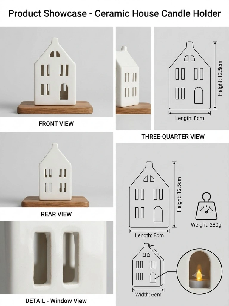 Ceramic House Tealight Candle Holder