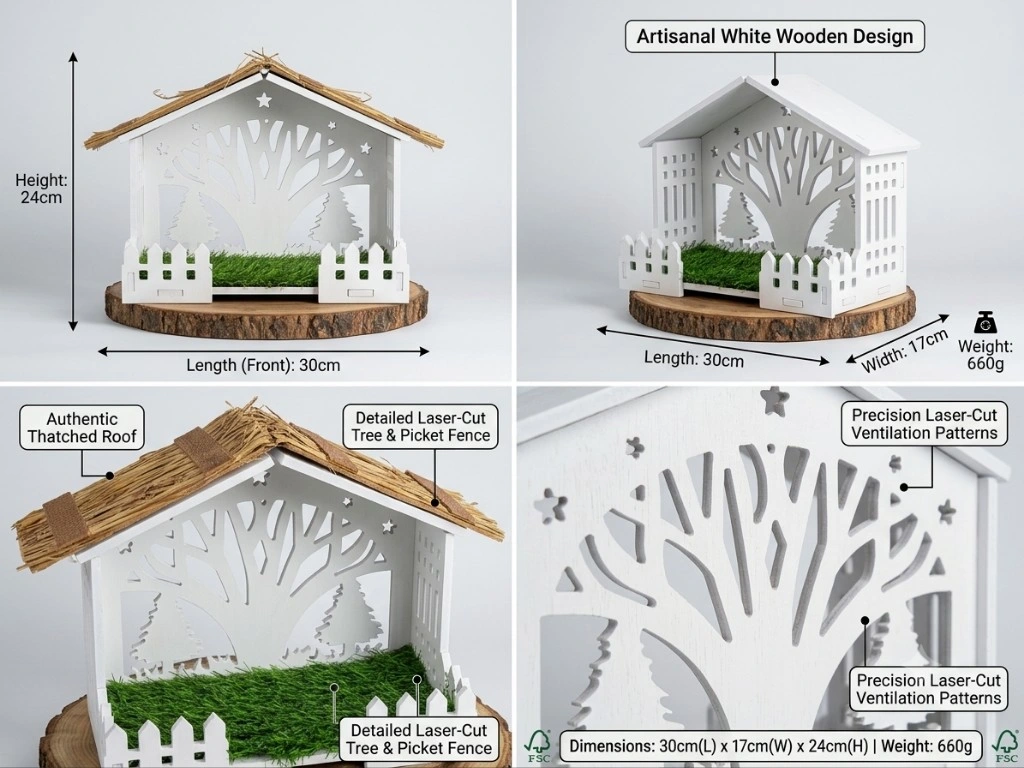 Rustic Wooden Nativity Stable Display