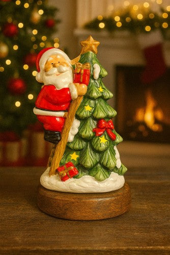 Santa Decorating Christmas Tree Figurine