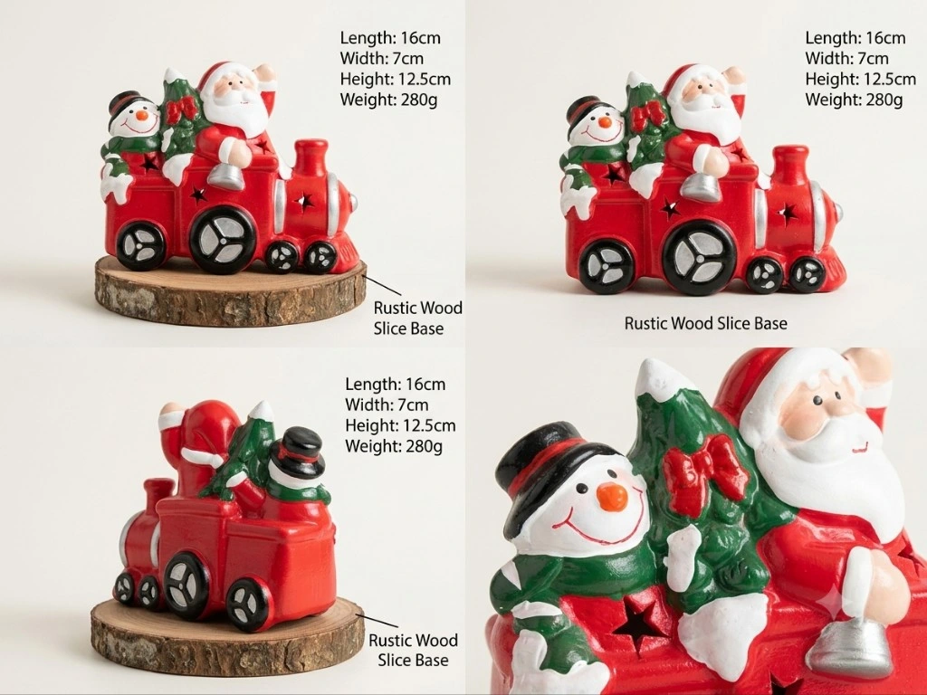 Ceramic Santa & Snowman Christmas Train Figurine