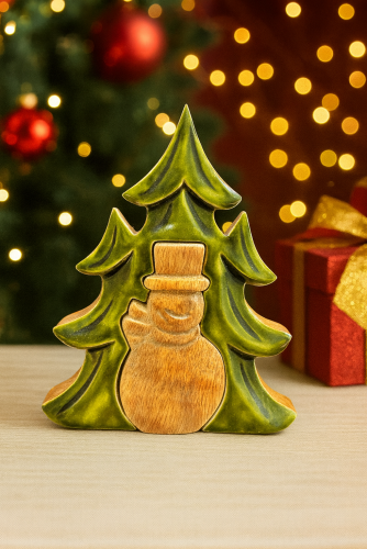 Wooden Snowman Christmas Tree Decoration